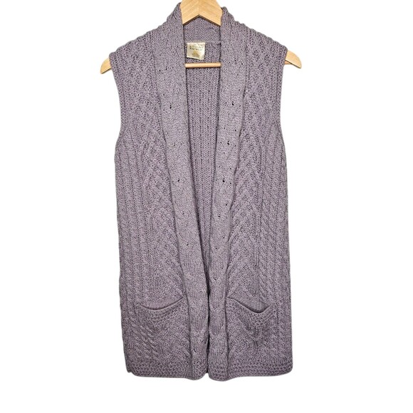KILRONAN Knitwear Merino Wool Sweater Vest Ireland Cable Knit XXS Oversized - Picture 1 of 6